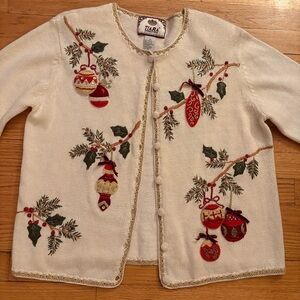 Vintage Tiara International Christmas Cardigan M